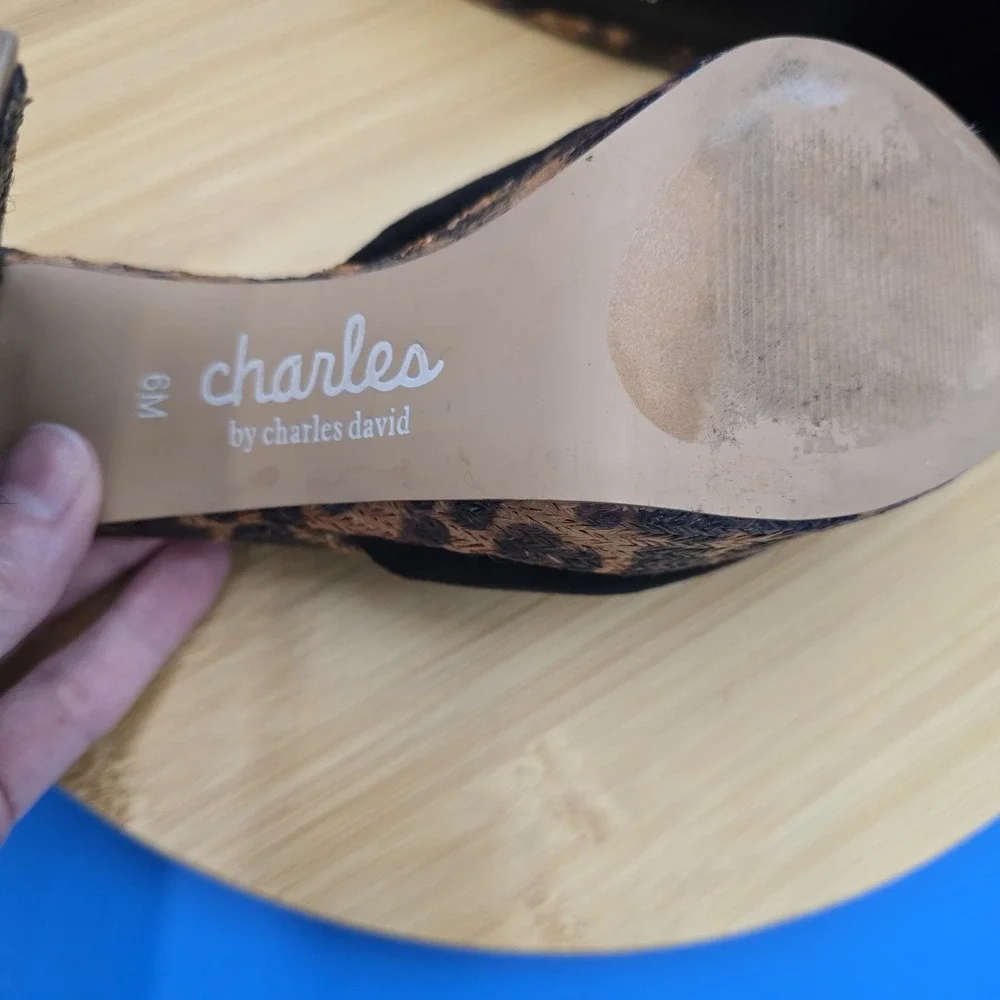 Charles By Charles David Size 6M Black Leopard‎ Myles Platform Sandal